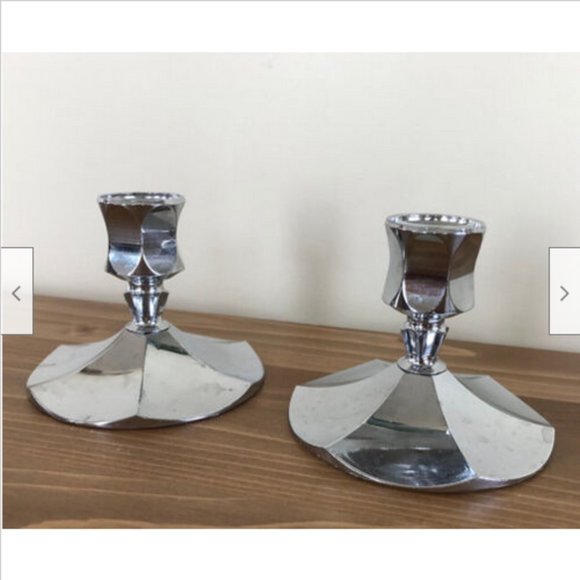 Vtg Irvinware Chrome Candle Holders Silver Tone 3" Candlesticks Made in USA - Picture 1 of 4